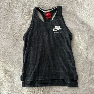 Nike - Gray Heathered Cropped Racerback Tank Top